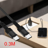 Maxbell USB C to USB c data Cable 3.8mm Od Durable for Computer Smartphones Notebook 30cm Black