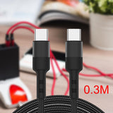 Maxbell USB C to USB c data Cable 3.8mm Od Durable for Computer Smartphones Notebook 30cm Black