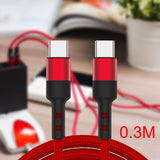 Maxbell USB C to USB c data Cable 3.8mm Od Durable for Computer Smartphones Notebook 30cm Red