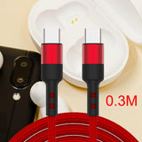 Maxbell USB C to USB c data Cable 3.8mm Od Durable for Computer Smartphones Notebook 30cm Red