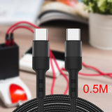 Maxbell USB C to USB c data Cable 3.8mm Od Durable for Computer Smartphones Notebook 50cm Black