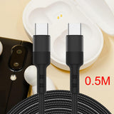 Maxbell USB C to USB c data Cable 3.8mm Od Durable for Computer Smartphones Notebook 50cm Black