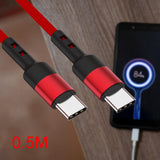 Maxbell USB C to USB c data Cable 3.8mm Od Durable for Computer Smartphones Notebook 50cm Red