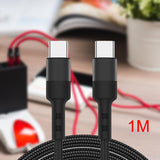 Maxbell USB C to USB c data Cable 3.8mm Od Durable for Computer Smartphones Notebook 100cm Black