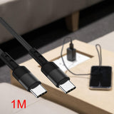 Maxbell USB C to USB c data Cable 3.8mm Od Durable for Computer Smartphones Notebook 100cm Black