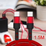 Maxbell USB C to USB c data Cable 3.8mm Od Durable for Computer Smartphones Notebook 150cm Red