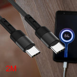 Maxbell USB C to USB c data Cable 3.8mm Od Durable for Computer Smartphones Notebook 200cm Black