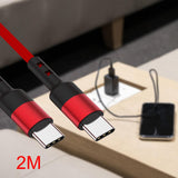 Maxbell USB C to USB c data Cable 3.8mm Od Durable for Computer Smartphones Notebook 200cm Red