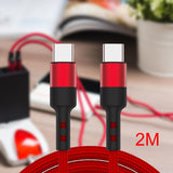 Maxbell USB C to USB c data Cable 3.8mm Od Durable for Computer Smartphones Notebook 200cm Red