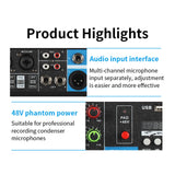 Maxbell DJ Mixer Board 5 Channel Portable Digital Mixer US Plug for Studio Recording