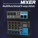 Maxbell DJ Mixer Board 5 Channel Portable Digital Mixer US Plug for Studio Recording