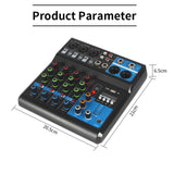 Maxbell DJ Mixer Board 5 Channel Portable Audio Mixer EU Power Adapter for Karaoke