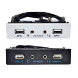 Maxbell 3.5inch 9Pin to USB 2.0 Hub Front Panel 2 USB 2.0 Ports Mic Interface for PC Black