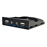 Maxbell 3.5inch 9Pin to USB 2.0 Hub Front Panel 2 USB 2.0 Ports Mic Interface for PC Black