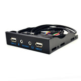 Maxbell 3.5inch 9Pin to USB 2.0 Hub Front Panel 2 USB 2.0 Ports Mic Interface for PC Black