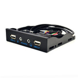 Maxbell 3.5inch 9Pin to USB 2.0 Hub Front Panel 2 USB 2.0 Ports Mic Interface for PC Black