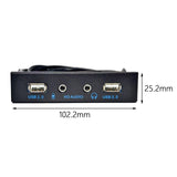 Maxbell 3.5inch 9Pin to USB 2.0 Hub Front Panel 2 USB 2.0 Ports Mic Interface for PC Black