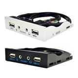Maxbell 3.5inch 9Pin to USB 2.0 Hub Front Panel 2 USB 2.0 Ports Mic Interface for PC Black