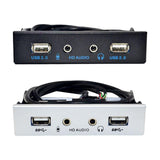 Maxbell 3.5inch 9Pin to USB 2.0 Hub Front Panel 2 USB 2.0 Ports Mic Interface for PC Black