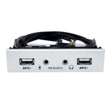 Maxbell 3.5inch 9Pin to USB 2.0 Hub Front Panel 2 USB 2.0 Ports Mic Interface for PC Argent