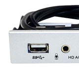 Maxbell 3.5inch 9Pin to USB 2.0 Hub Front Panel 2 USB 2.0 Ports Mic Interface for PC Argent