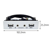 Maxbell 3.5inch 9Pin to USB 2.0 Hub Front Panel 2 USB 2.0 Ports Mic Interface for PC Argent