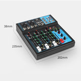 Maxbell DJ Mixing Board 4 Channel Mixer Small Audio Mixer EU Adapter Durable Black