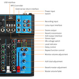 Maxbell DJ Mixing Board 4 Channel Mixer Small Audio Mixer EU Adapter Durable Black