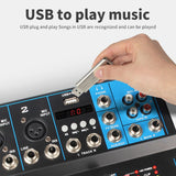 Maxbell DJ Mixing Board 4 Channel Mixer Small Audio Mixer EU Adapter Durable Black