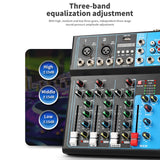 Maxbell DJ Mixing Board 4 Channel Mixer Small Audio Mixer EU Adapter Durable Black