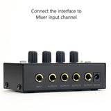 Maxbell Headphone Amplifier 4 Channels 4Pcs 1/4" TRS Audio Input for Studio Mixing