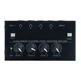 Maxbell Headphone Amplifier 4 Channels 4Pcs 1/4" TRS Audio Input for Studio Mixing