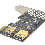 Maxbell Pci-e 1x to USB 3.2 Gen1 5Gbps Expansion Card PCIe to USB Card for Desktops Black Built in USB