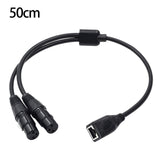 Maxbell Dual XLR 3Pin Female to RJ45 Adapter Cable 0.5M Long Replacement Audio Cable