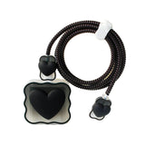 Maxbell Chargers Cable Protective Cover 4in1 3D Protective Case for Cell Phone Phone Love Black
