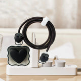 Maxbell Chargers Cable Protective Cover 4in1 3D Protective Case for Cell Phone Phone Love Black