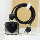 Maxbell Chargers Cable Protective Cover 4in1 3D Protective Case for Cell Phone Phone Love Black