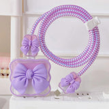 Maxbell Chargers Cable Protective Cover 4in1 3D Protective Case for Cell Phone Phone Bow Knot Purple