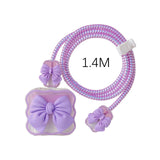 Maxbell Chargers Cable Protective Cover 4in1 3D Protective Case for Cell Phone Phone Bow Knot Purple