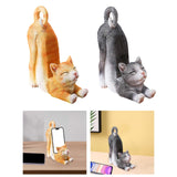 Maxbell Cat Figurine Phone Holder Anti Slip Animal Sculpture for Shelf Tabletop Gift Orange