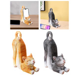 Maxbell Cat Figurine Phone Holder Anti Slip Animal Sculpture for Shelf Tabletop Gift Orange