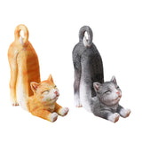 Maxbell Cat Figurine Phone Holder Anti Slip Animal Sculpture for Shelf Tabletop Gift Orange