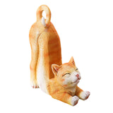 Maxbell Cat Figurine Phone Holder Anti Slip Animal Sculpture for Shelf Tabletop Gift Orange