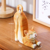 Maxbell Cat Figurine Phone Holder Anti Slip Animal Sculpture for Shelf Tabletop Gift Orange