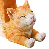 Maxbell Cat Figurine Phone Holder Anti Slip Animal Sculpture for Shelf Tabletop Gift Orange