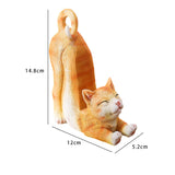 Maxbell Cat Figurine Phone Holder Anti Slip Animal Sculpture for Shelf Tabletop Gift Orange