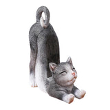 Maxbell Cat Figurine Phone Holder Anti Slip Animal Sculpture for Shelf Tabletop Gift Black
