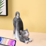 Maxbell Cat Figurine Phone Holder Anti Slip Animal Sculpture for Shelf Tabletop Gift Black