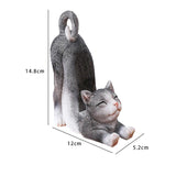 Maxbell Cat Figurine Phone Holder Anti Slip Animal Sculpture for Shelf Tabletop Gift Black