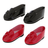 Max PU Leather Shoes Bowknot Flats Sneakers for 18" Dolls Black